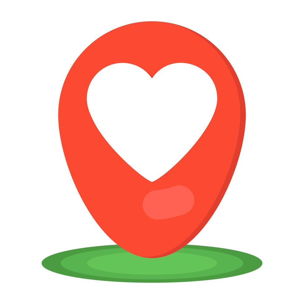 Heart direction, flat icon of love location vector