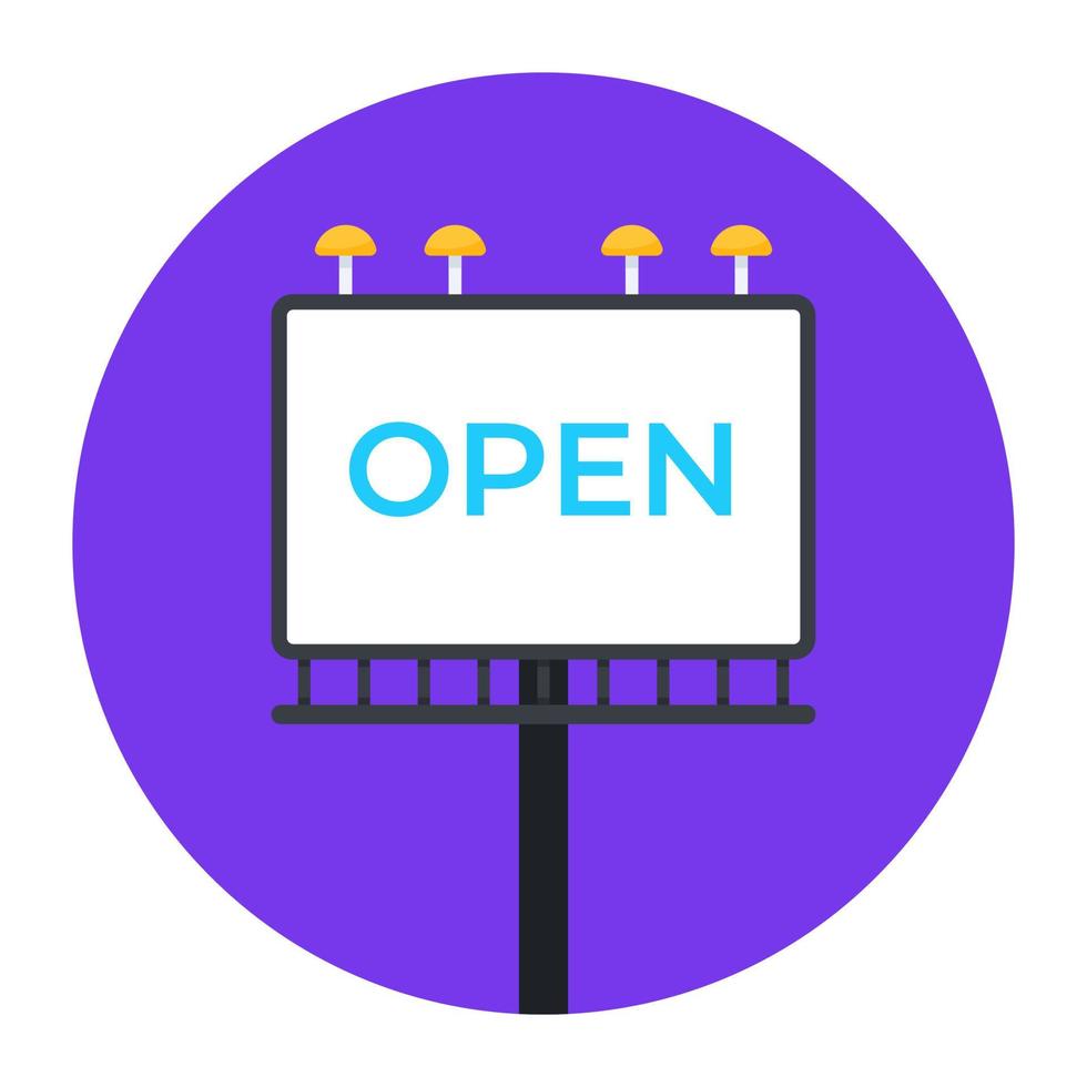 Editable vector design of shop open board icon