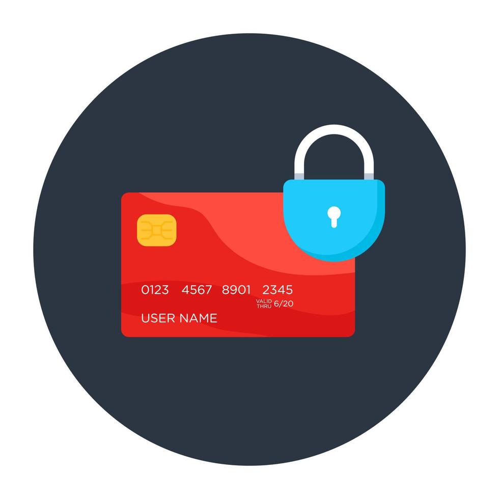 Padlock with card denoting atm card security icon vector