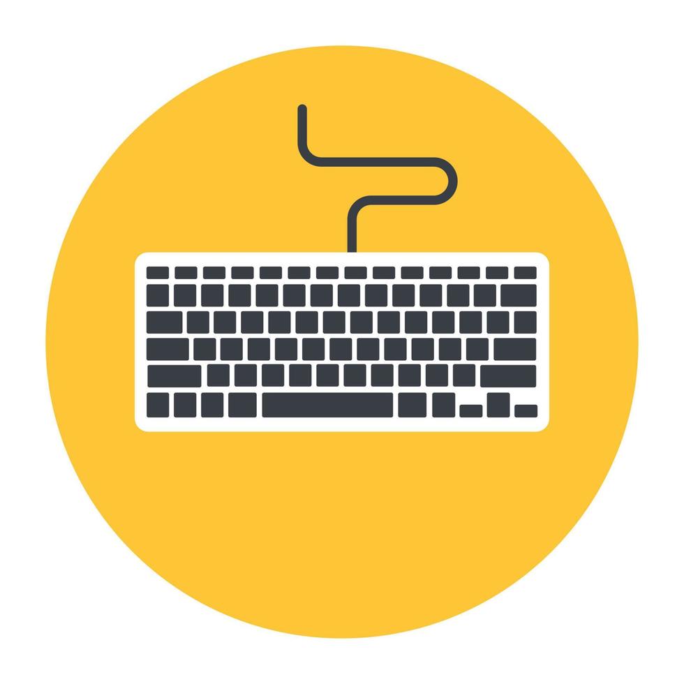 Icon of keyboard isolated on yellow background vector