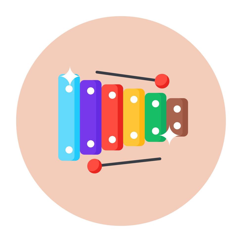 Percussion instrument with rattle, flat icon of malimba vector design
