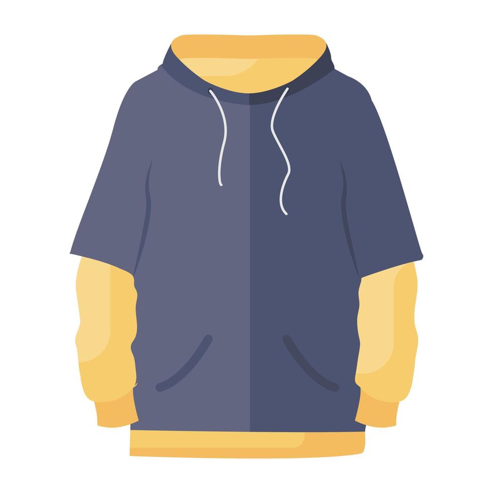 Winter season apparel, hoodie icon flat style vector