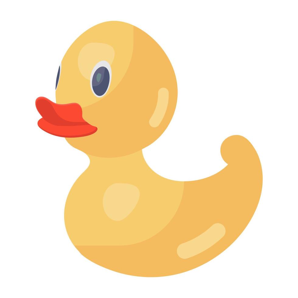 Kids plaything, flat icon of rubber duck vector