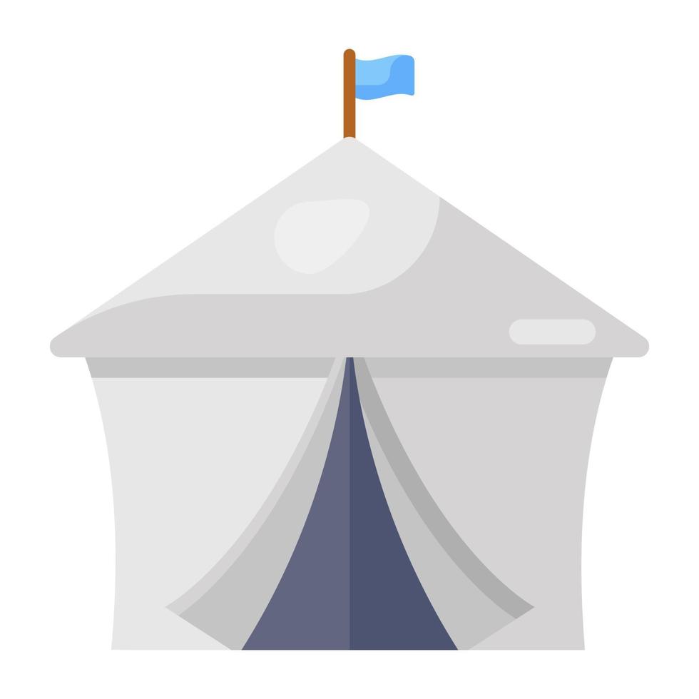 A hut shape camp for outdoor accommodation, flatty vector