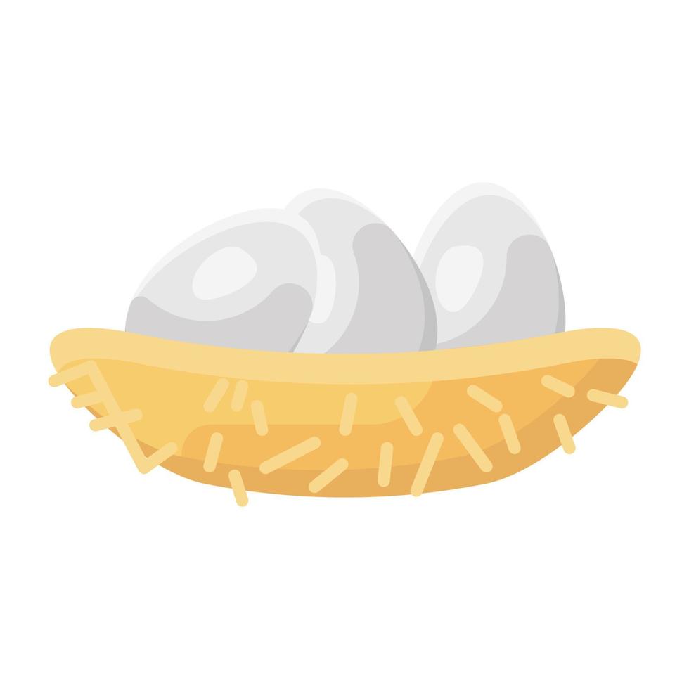 iconos planos de nido de huevos, vector editable