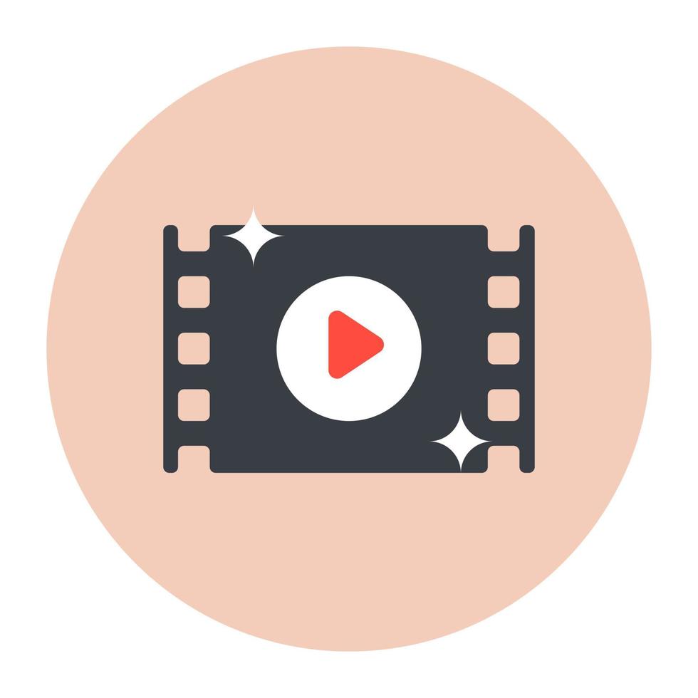 A motion picture film strip, icon of video reel vector