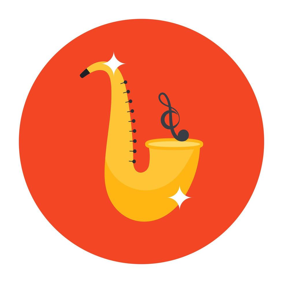 Vintage musical instrument equipment, flat design of saxophone icon. vector