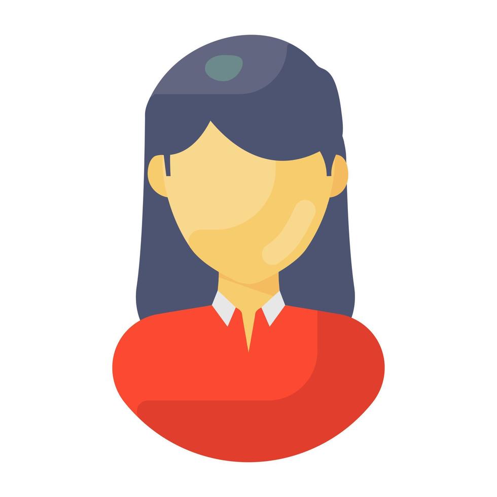 A youthful female person, girl flatty icon vector