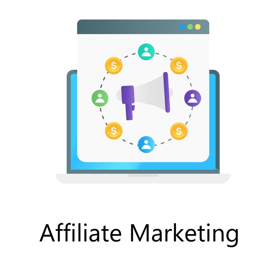 Dollar with links, affiliate marketing in flat gradient vector