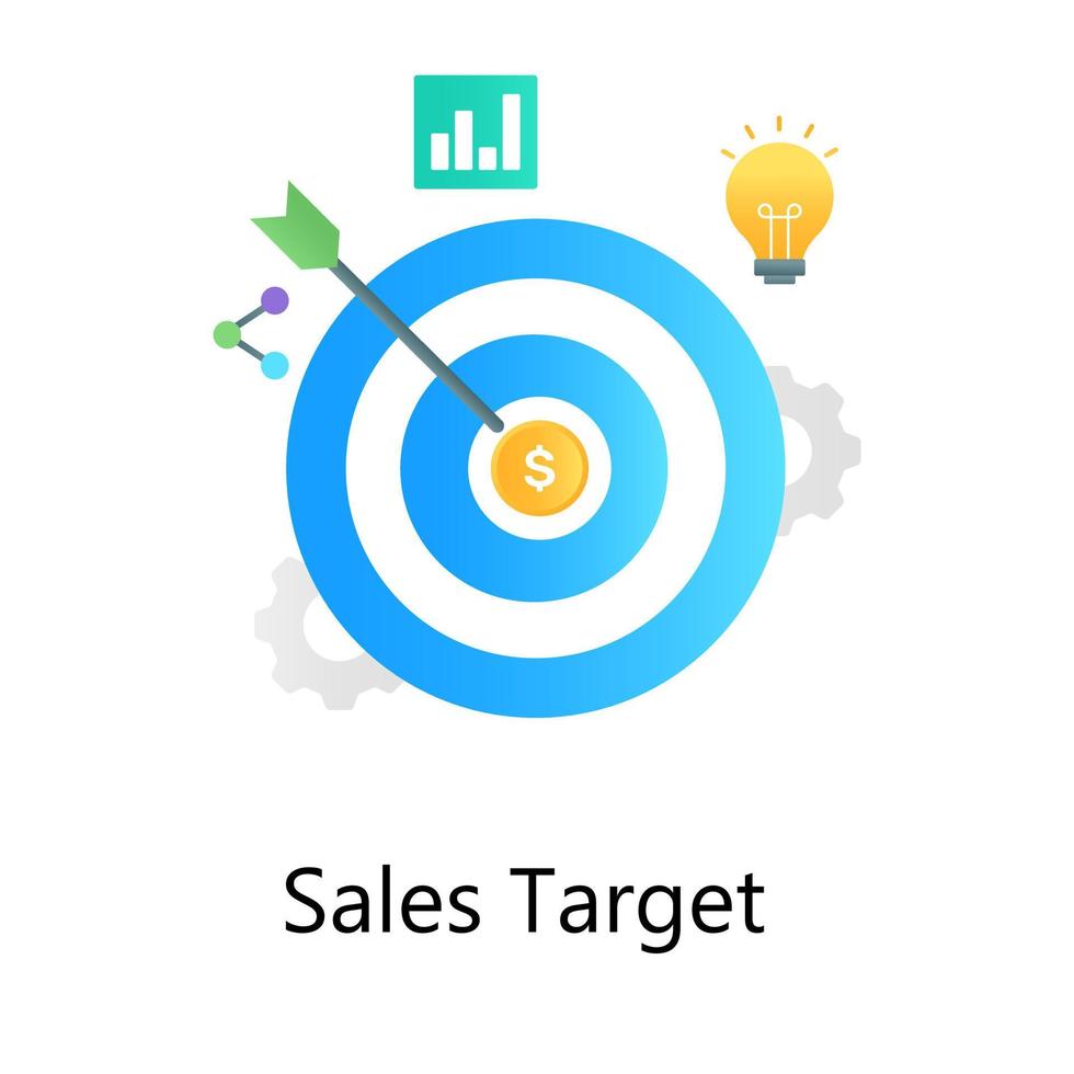 Flat gradient vector of sales target, business analytics with target