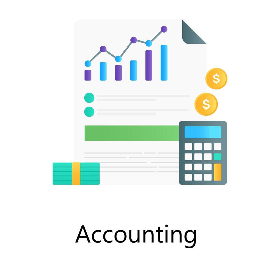 Business accounting statement with calculator, gradient vector of accounting