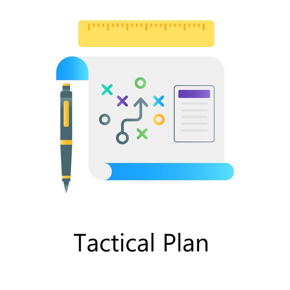 Flat gradient vector of tactical plan in editable style