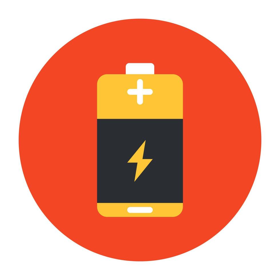 Battery cell icon, flat rounded vector design.