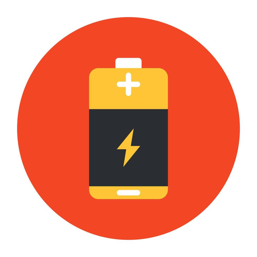 Battery cell icon, flat rounded vector design.