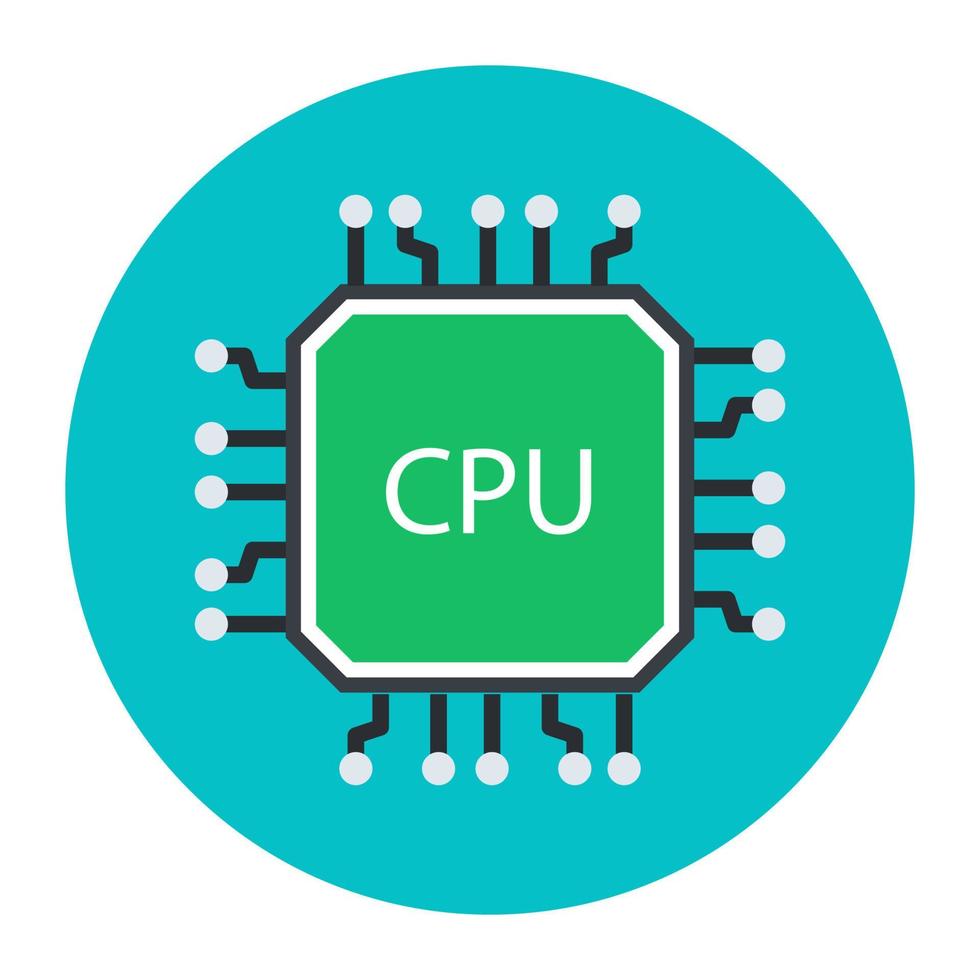 Computer chip, flat rounded icon vector