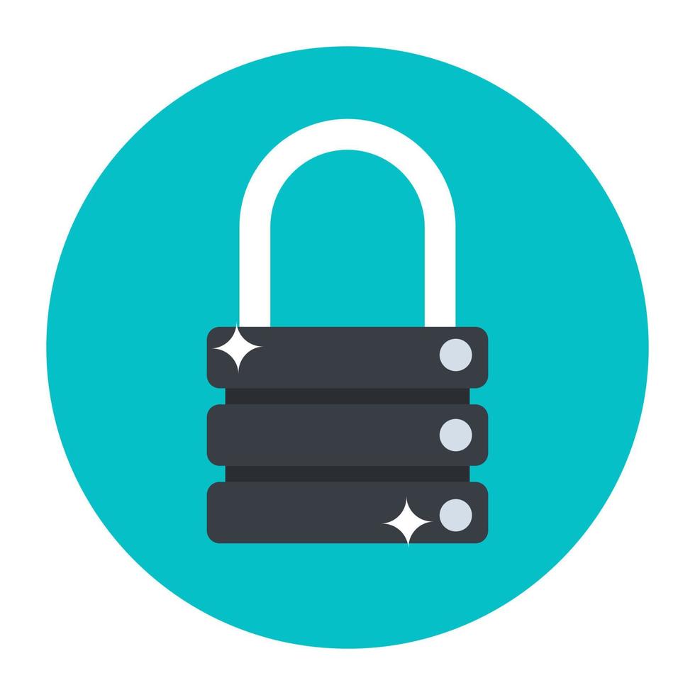 Server lock icon in modern flat rounded style vector