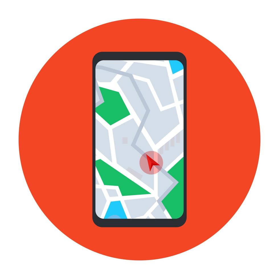 A flat rounded icon of navigation app vector