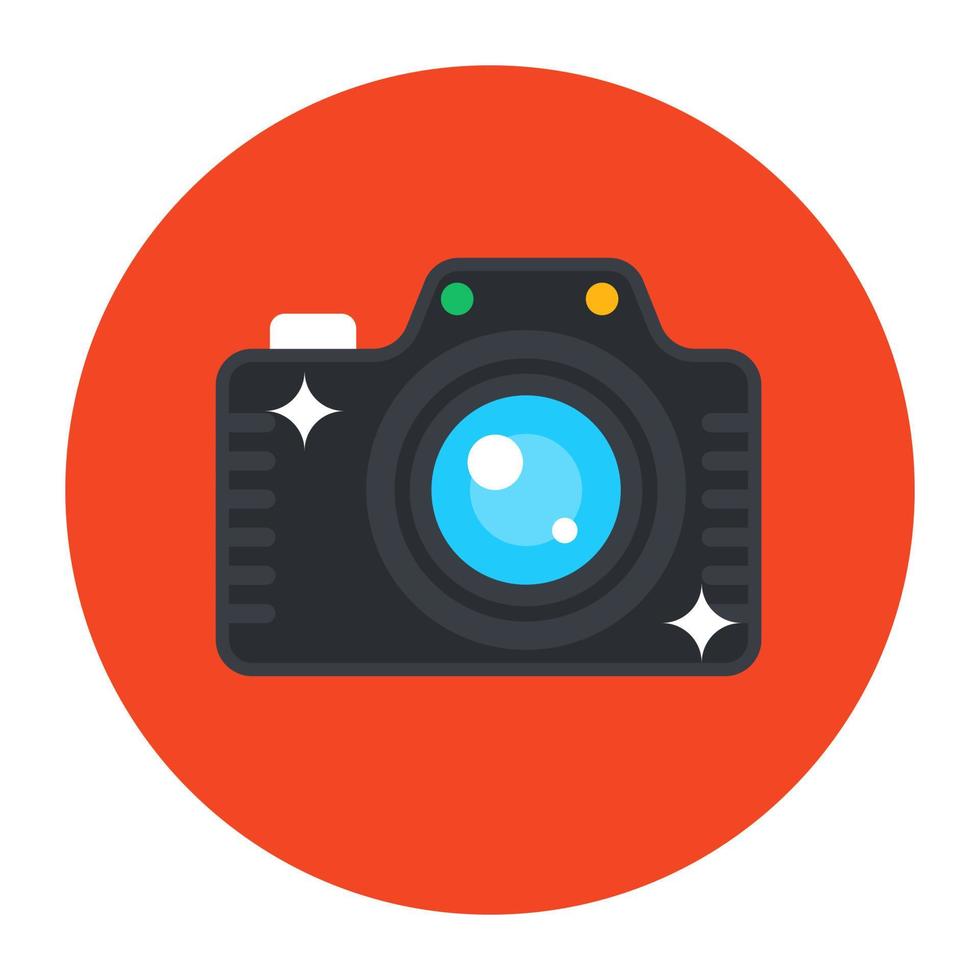 Camera icon, flat rounded vector of photoshoot equipment