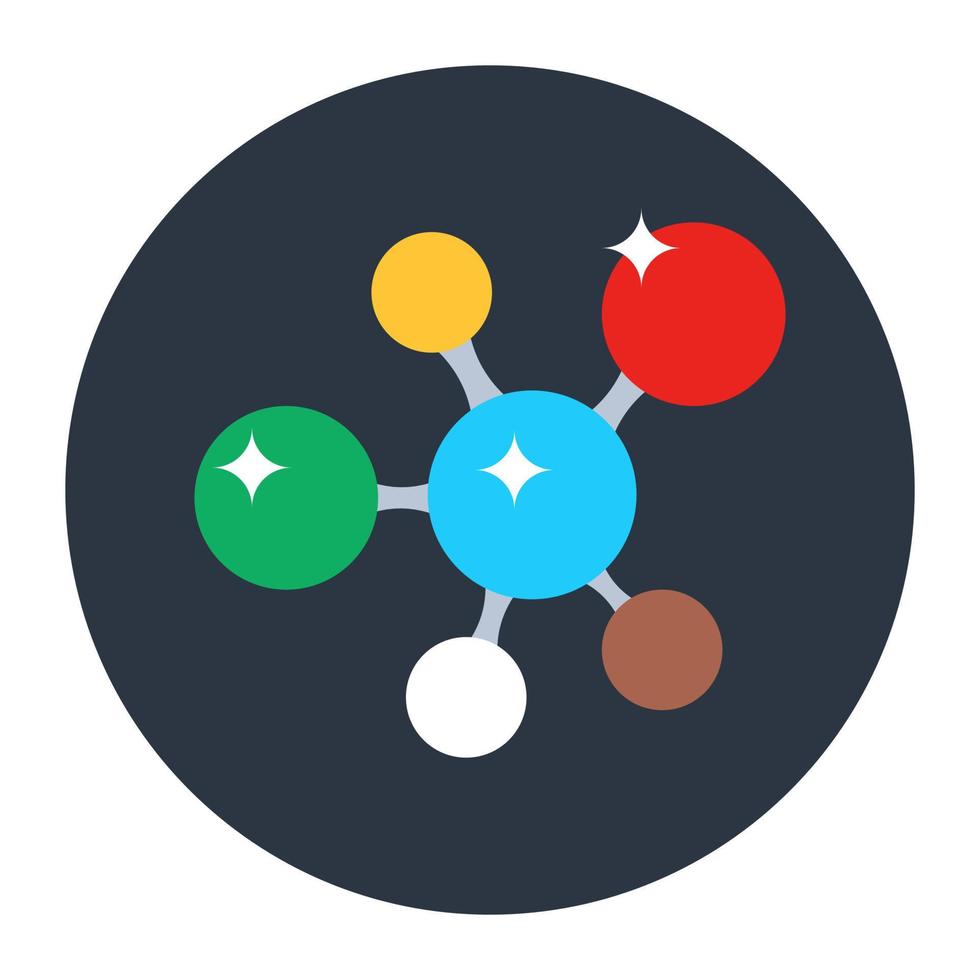 Molecular structure, atom bond in flat rounded style vector