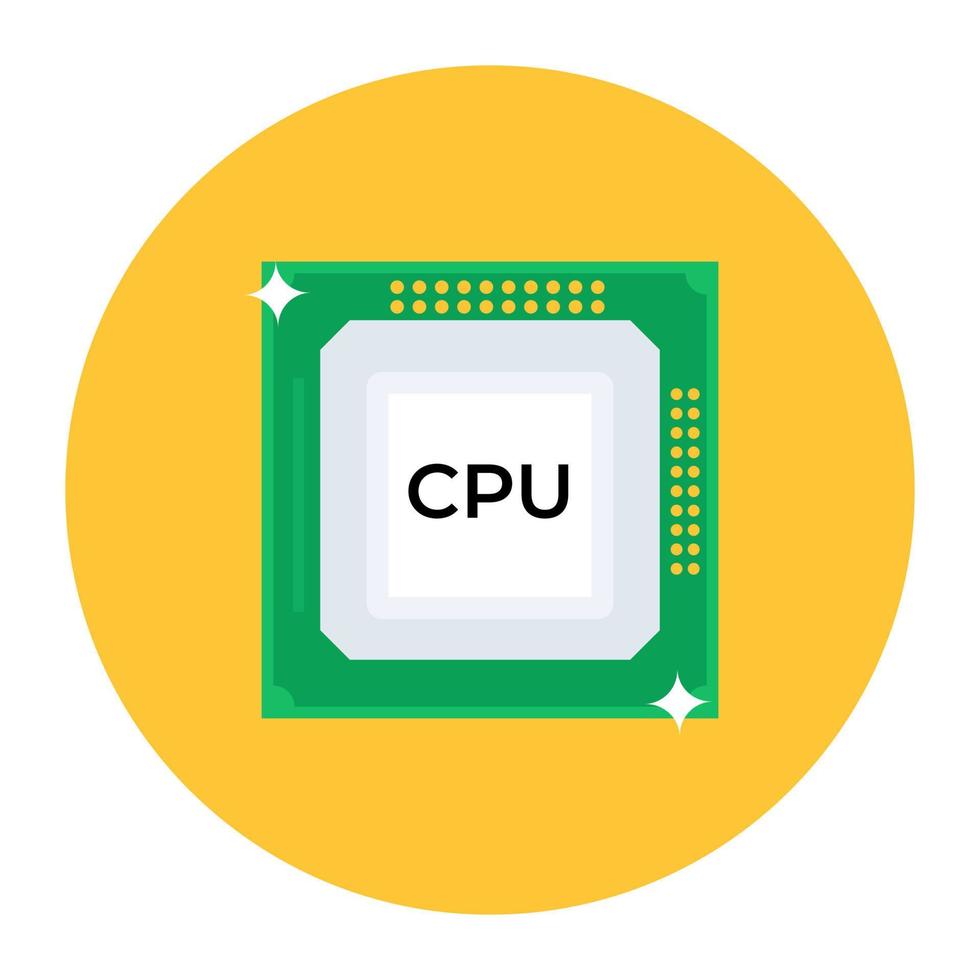 Cpu processor in editable flat rounded style vector