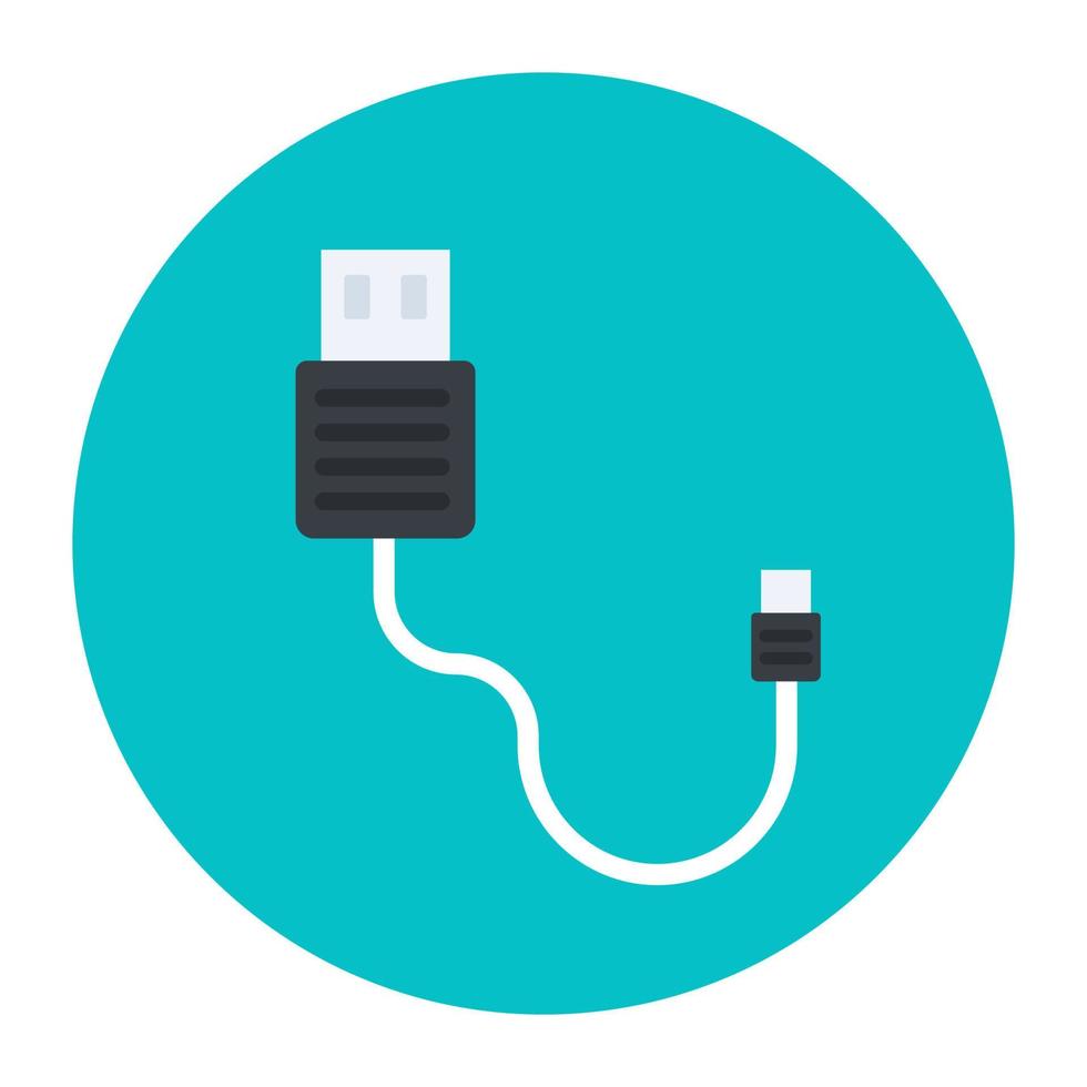 Editable flat rounded icon of data cable vector