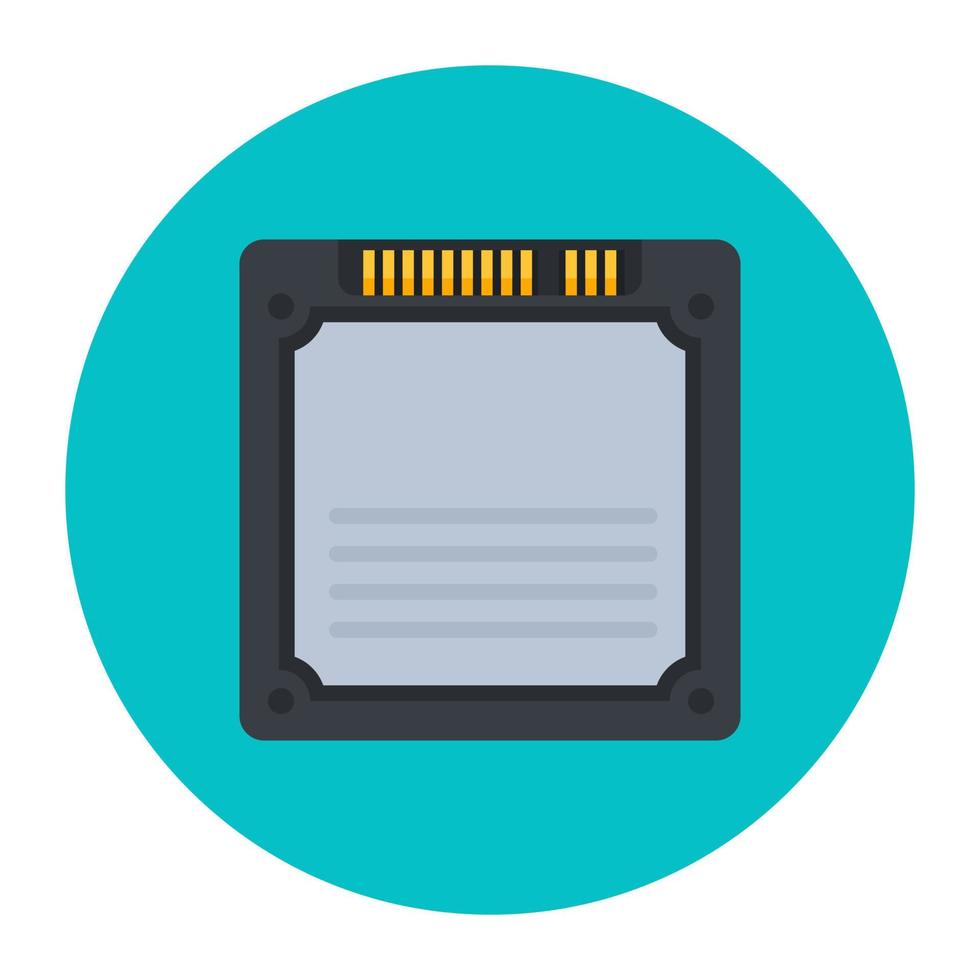 Computer chip icon, flat rounded vector