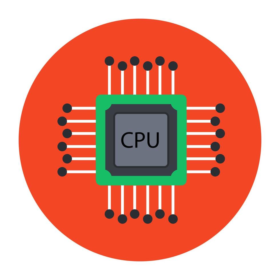 Computer chip icon, flat rounded vector