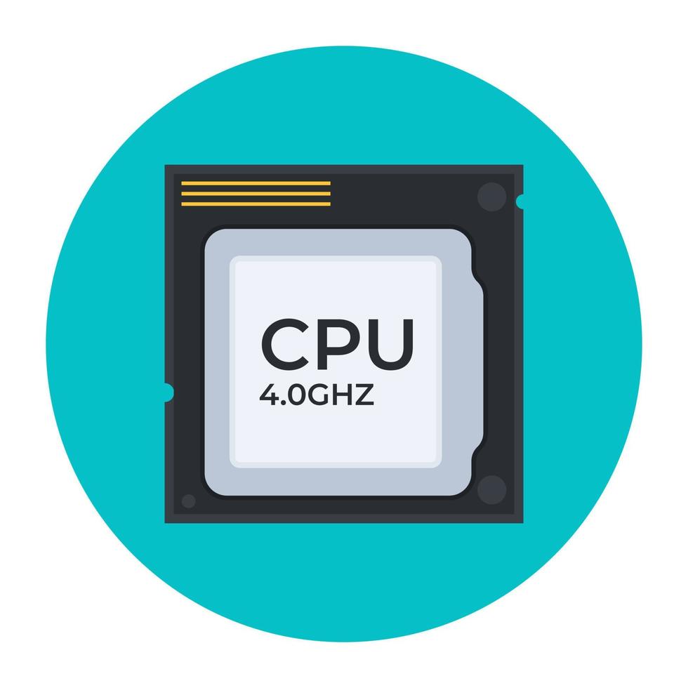 Computer chip icon, flat rounded vector