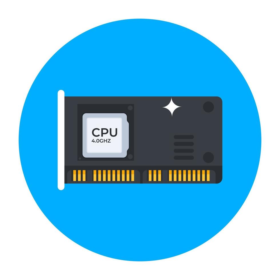 chip de procesador cpu en estilo moderno plano redondeado vector