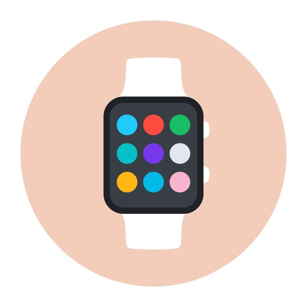 Modern flat rounded icon of smartwatch vector