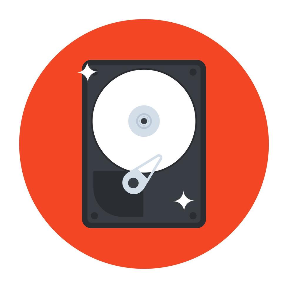 Hard disk icon, flat rounded vector in editable style