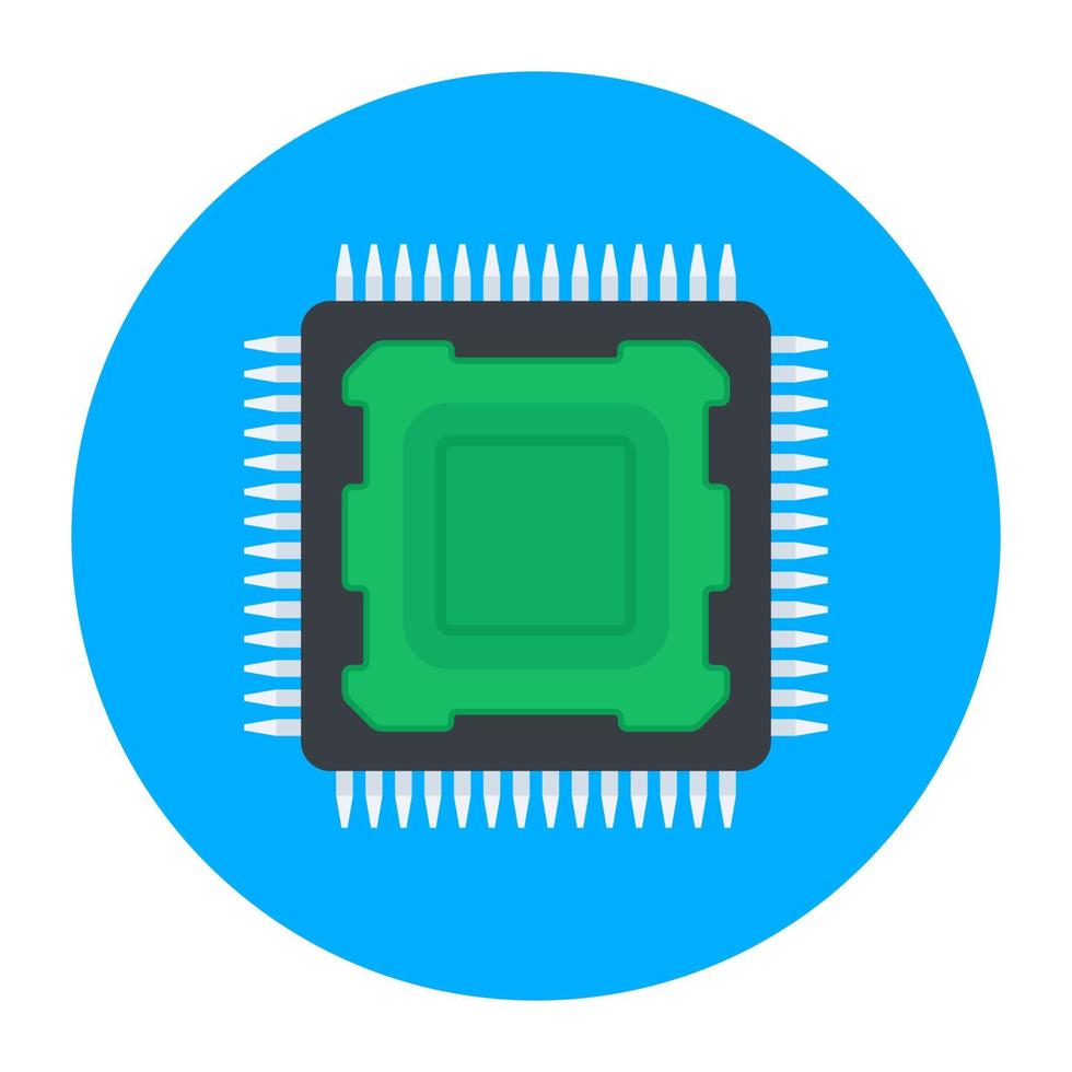 Computer chip icon, flat rounded vector