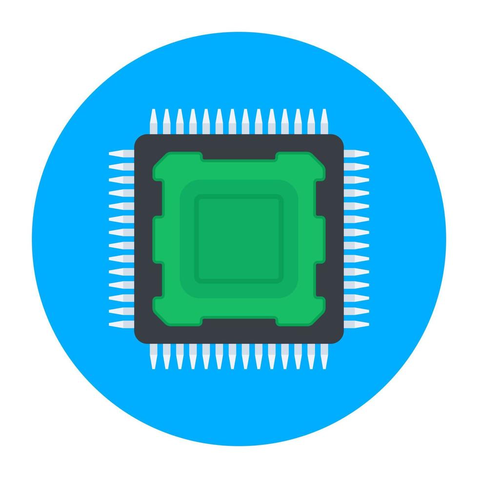 Computer chip icon, flat rounded vector