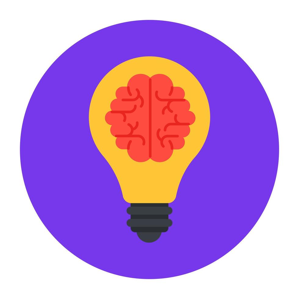 Editable vector style of brain inside bulb, brainstorming concept