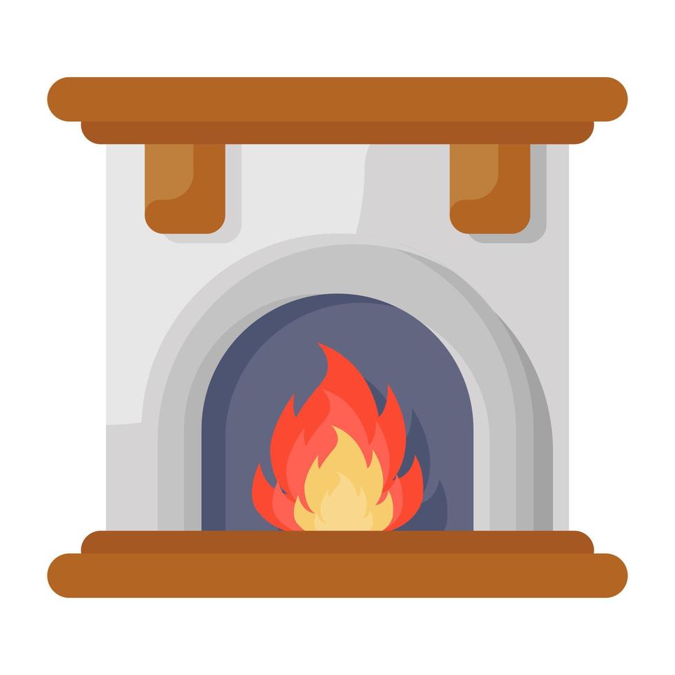 Icon of fireplace in flat style vector