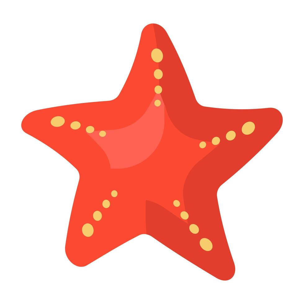 icono de estrella de mar en diseño plano, criatura marina vector
