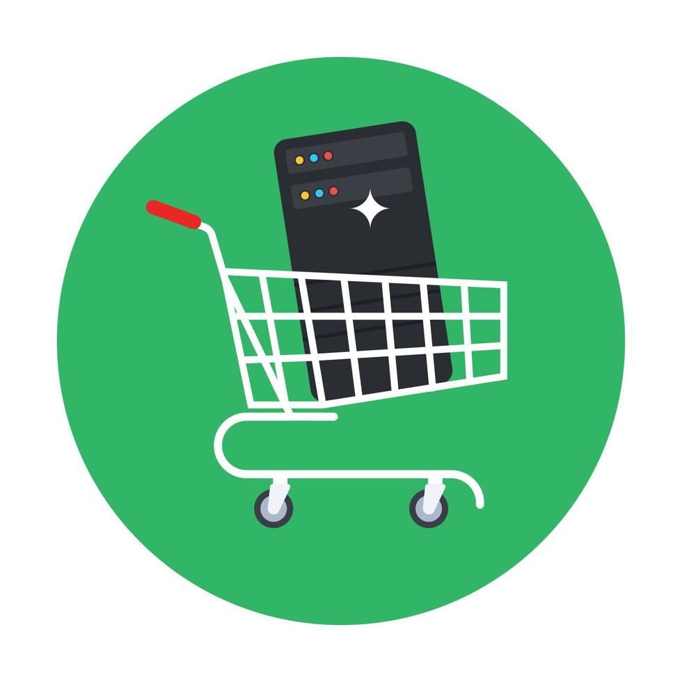 Icon of server shopping in modern flat rounded style vector