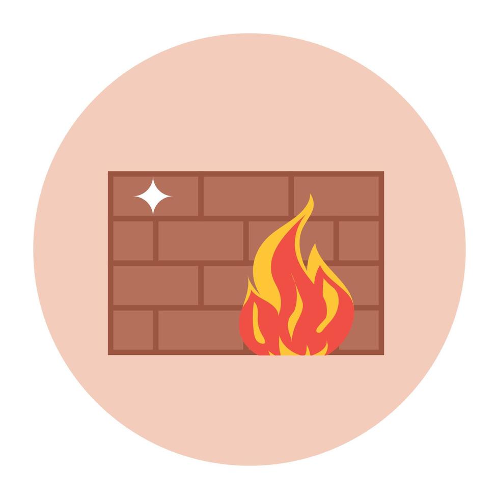 Icon of firewall in modern flat rounded style vector