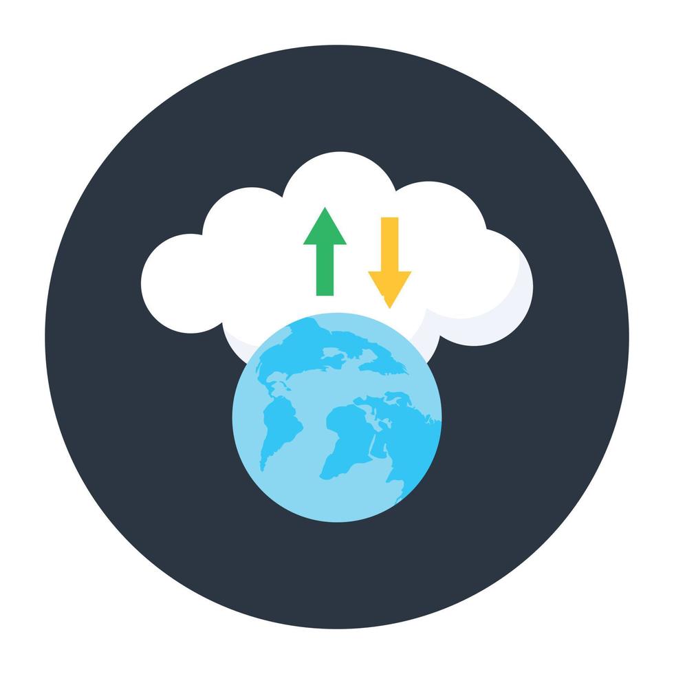 icono de computación en la nube, nube con mouse en estilo redondeado plano vector