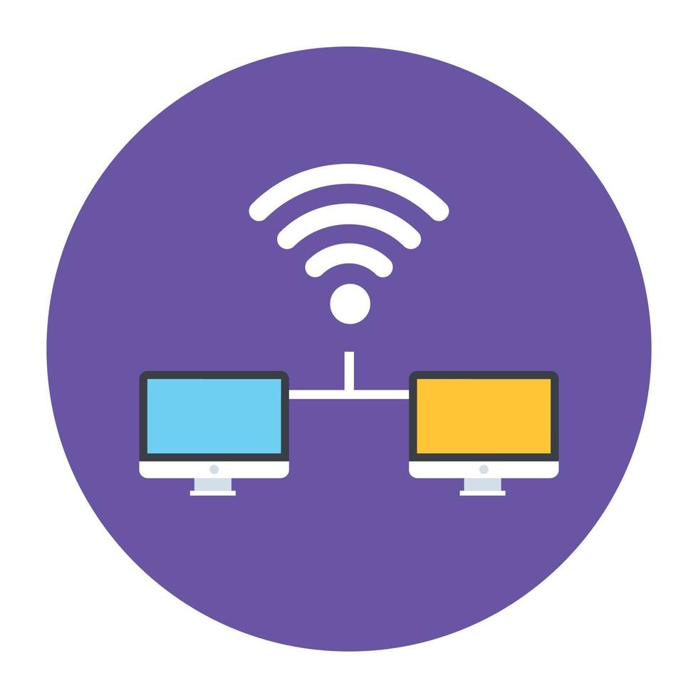 Flat rounded icon of computer network vector