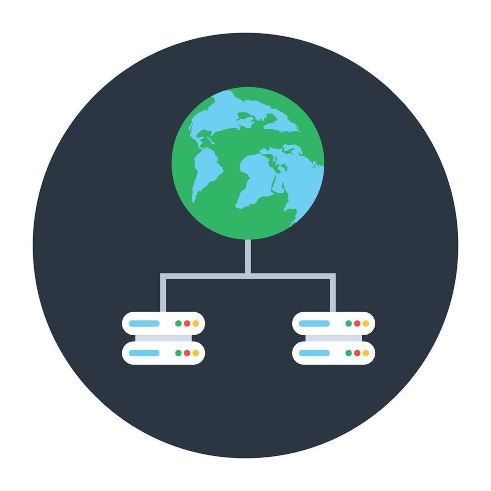 Flat rounded icon of computer network vector