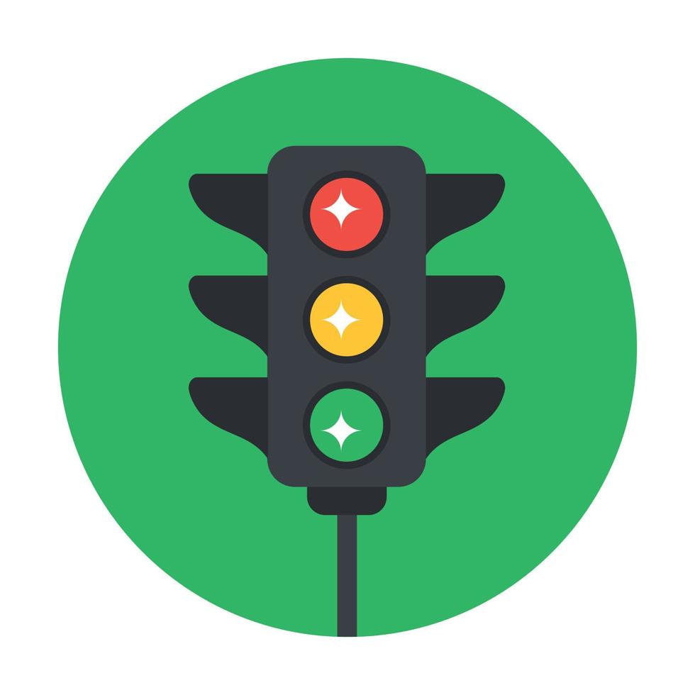 Traffic lights icon in modern flat rounded style vector