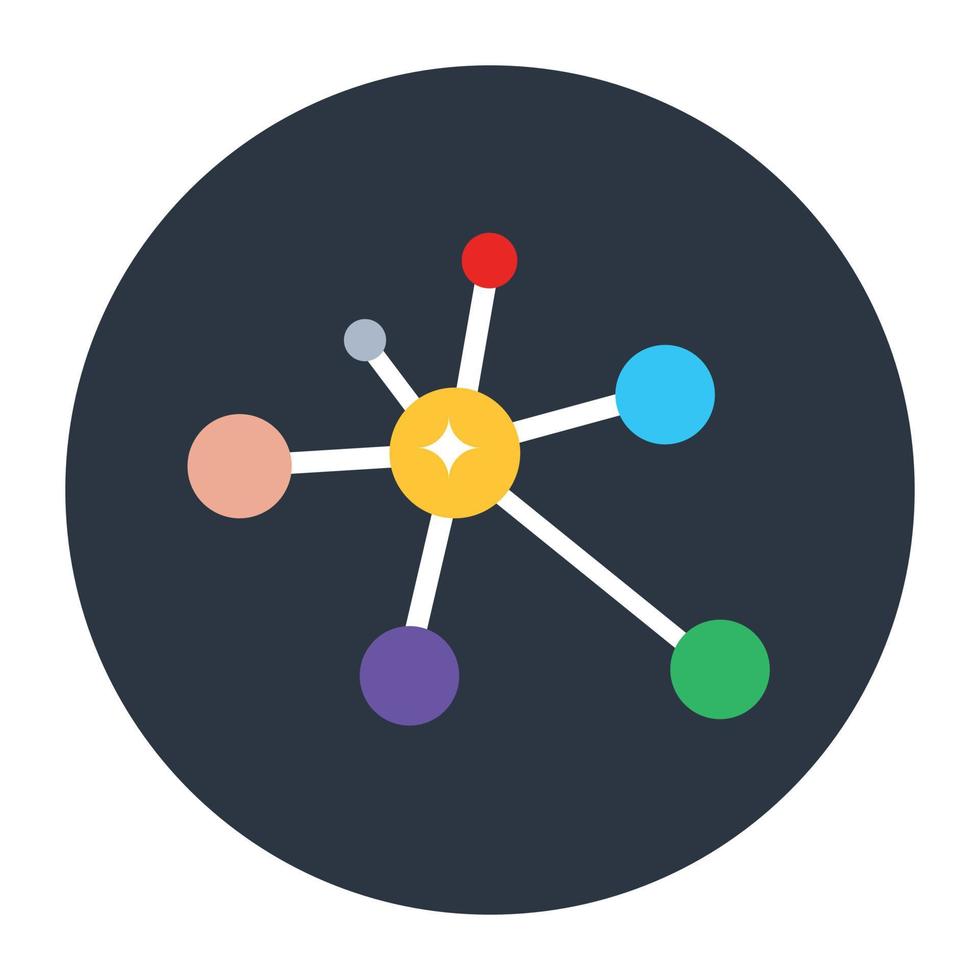 Molecular structure, atom bond in flat rounded style vector