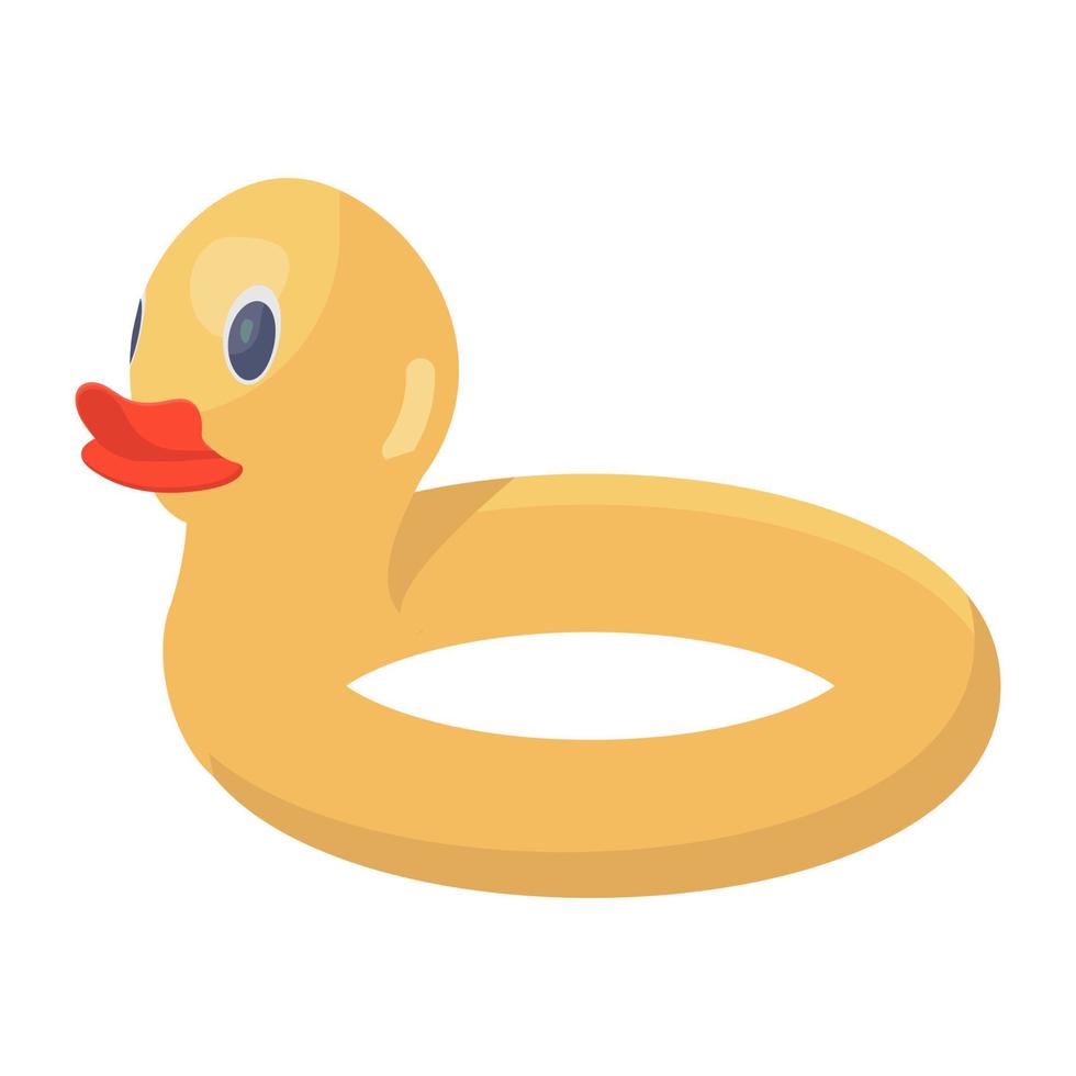 Kids rubber plaything, flat icon of duck tube toy vector design