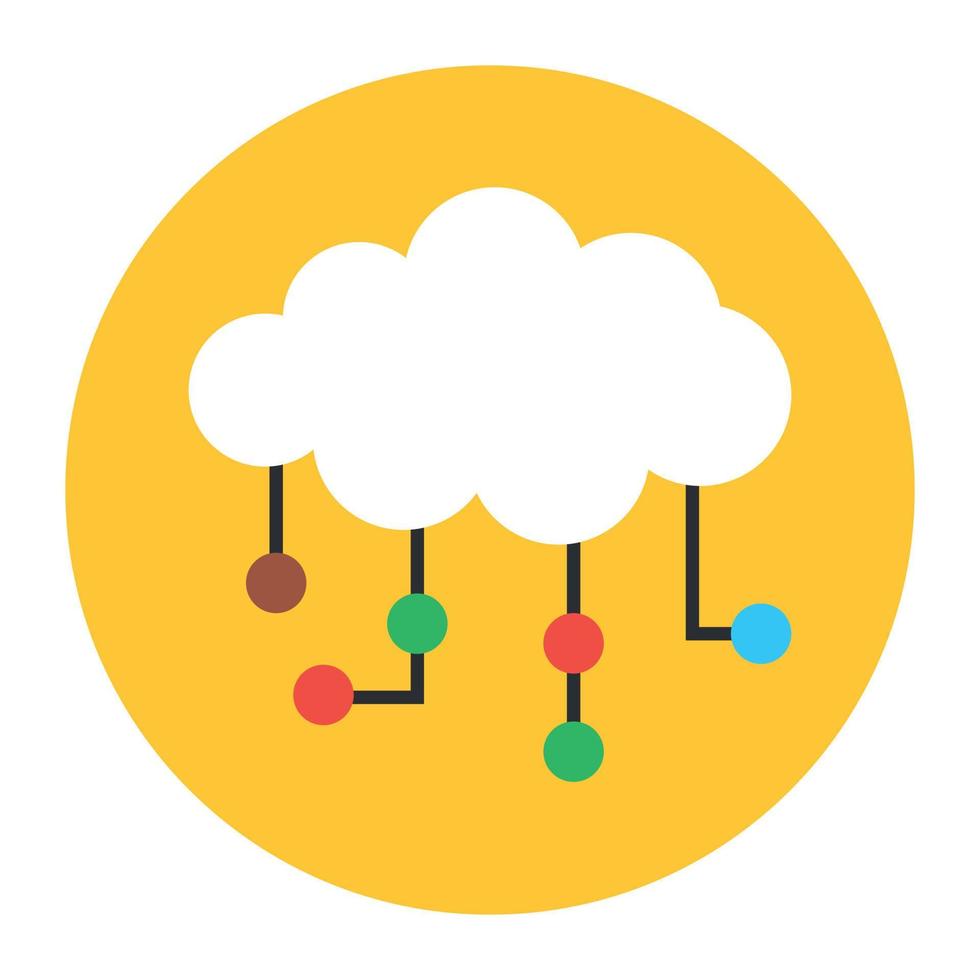 Cloud network, flat rounded icon of cloud hosting vector