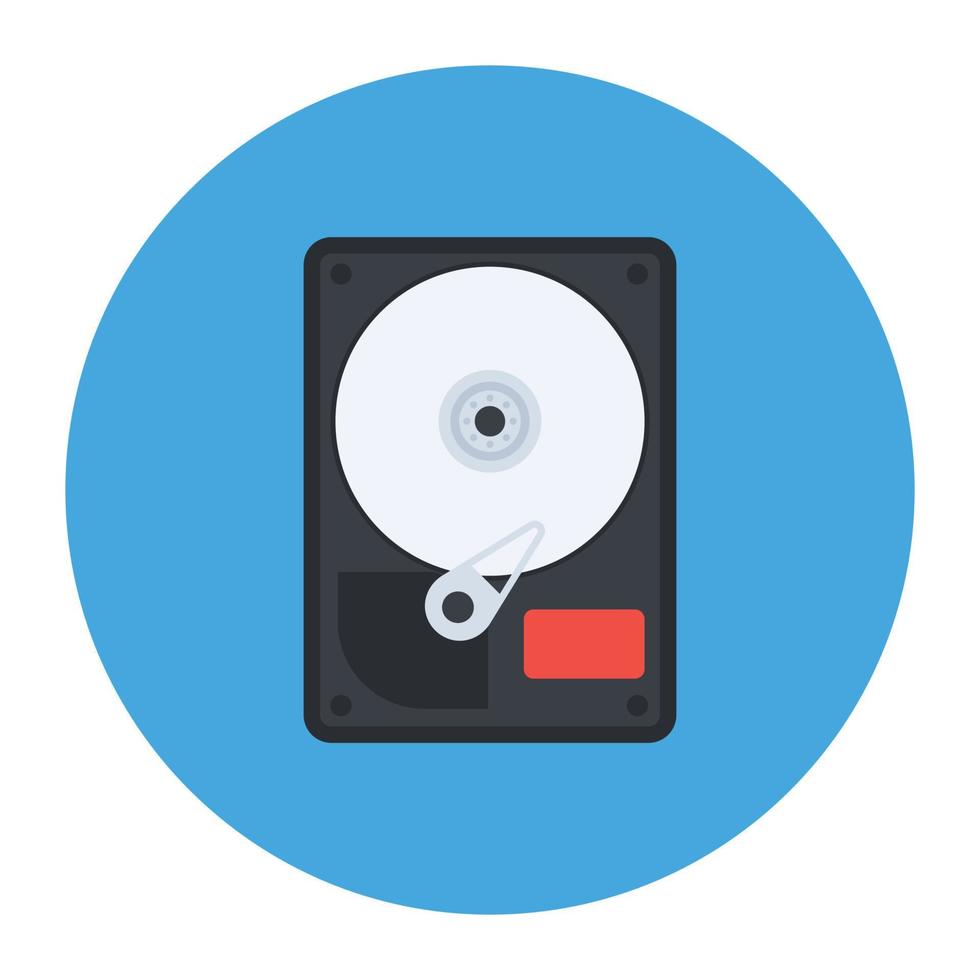 An icon style of hard disc in modern flat rounded style vector