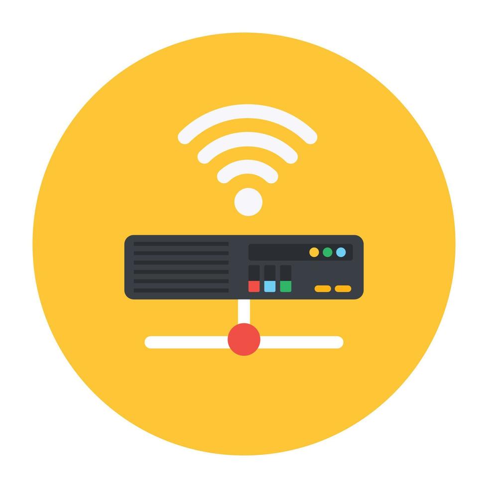 Internet hub, modem with signal router in flat rounded style vector