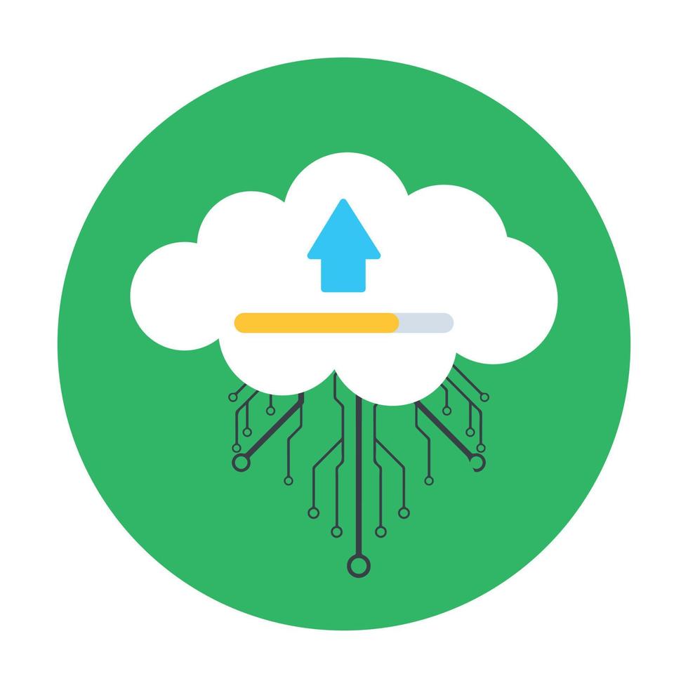 Cloud network, flat rounded icon of cloud hosting vector