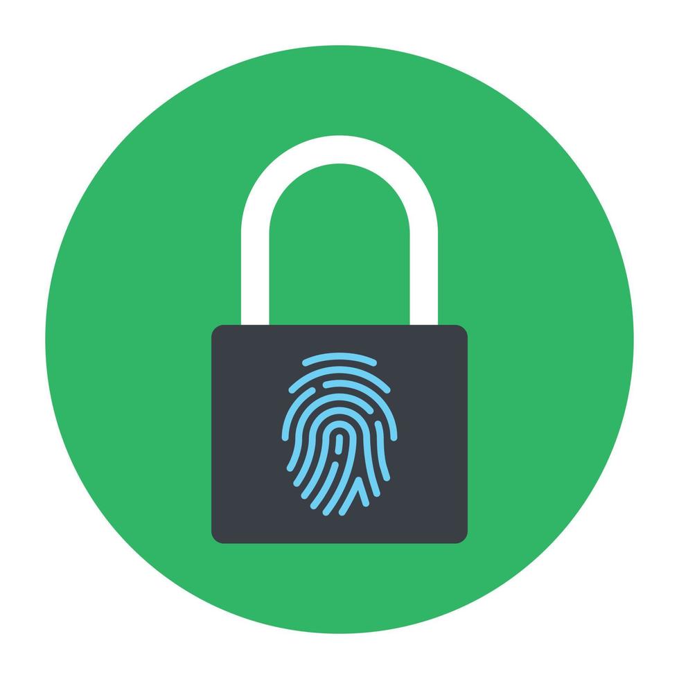Editable flat rounded icon of fingerprint lock vector