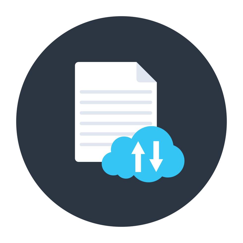 Cloud file in modern flat rounded style vector